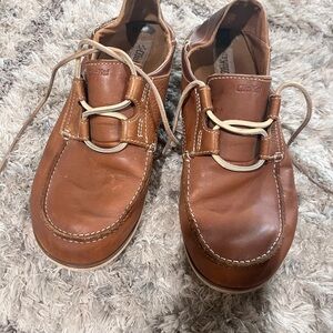 OluKai Men's Brown Leather Boat Shoes